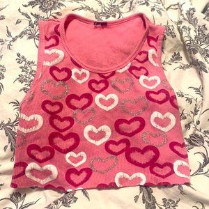 Pink heart crop top for sale, size small in womens